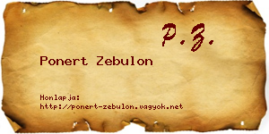 Ponert Zebulon névjegykártya